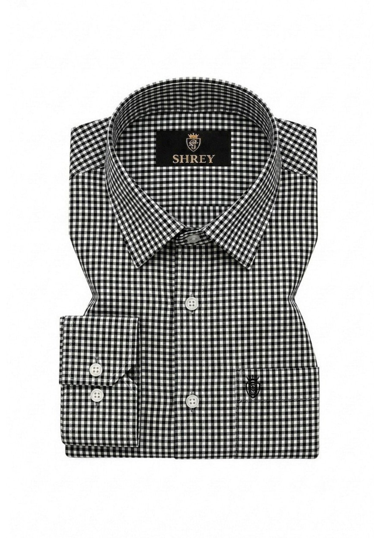 Men's Premium Oxford Check Shirt | Full Sleeve Smart Casual Shirt-Black