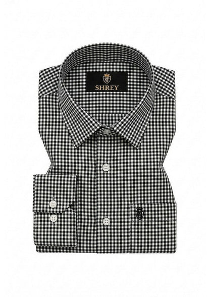 Men's Premium Oxford Check Shirt | Full Sleeve Smart Casual Shirt-Black