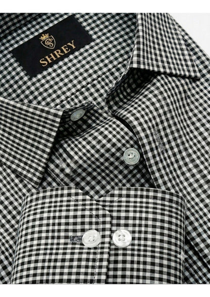 Men's Premium Oxford Check Shirt | Full Sleeve Smart Casual Shirt-Black