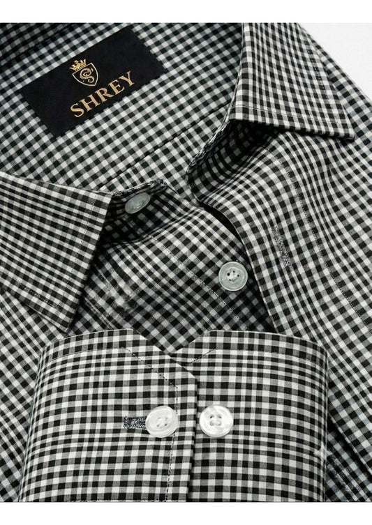 Men's Premium Oxford Check Shirt | Full Sleeve Smart Casual Shirt-Black