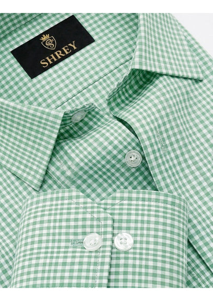 Men's Premium Oxford Check Shirt | Full Sleeve Smart Casual Shirt-Light Green