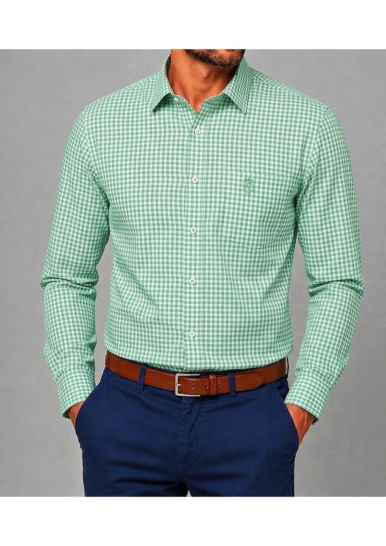 Men's Premium Oxford Check Shirt | Full Sleeve Smart Casual Shirt-Light Green