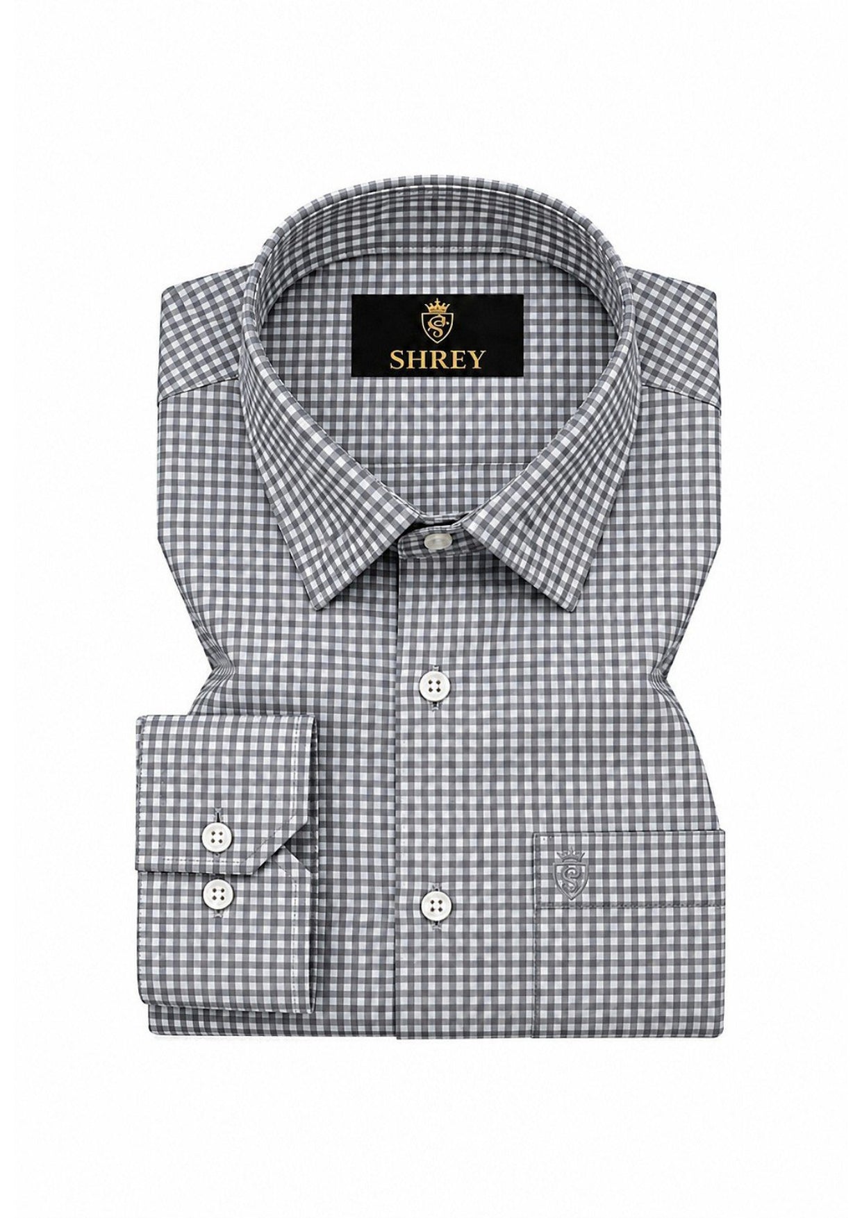 Men's Premium Oxford Check Shirt | Full Sleeve Smart Casual Shirt-Light Grey