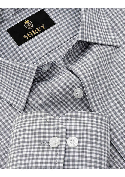Men's Premium Oxford Check Shirt | Full Sleeve Smart Casual Shirt-Light Grey
