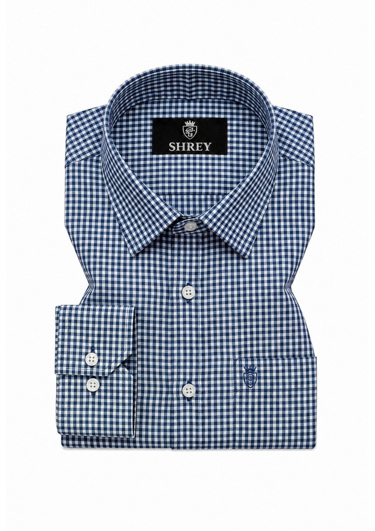Men's Premium Oxford Check Shirt | Full Sleeve Smart Casual Shirt-Navy Blue