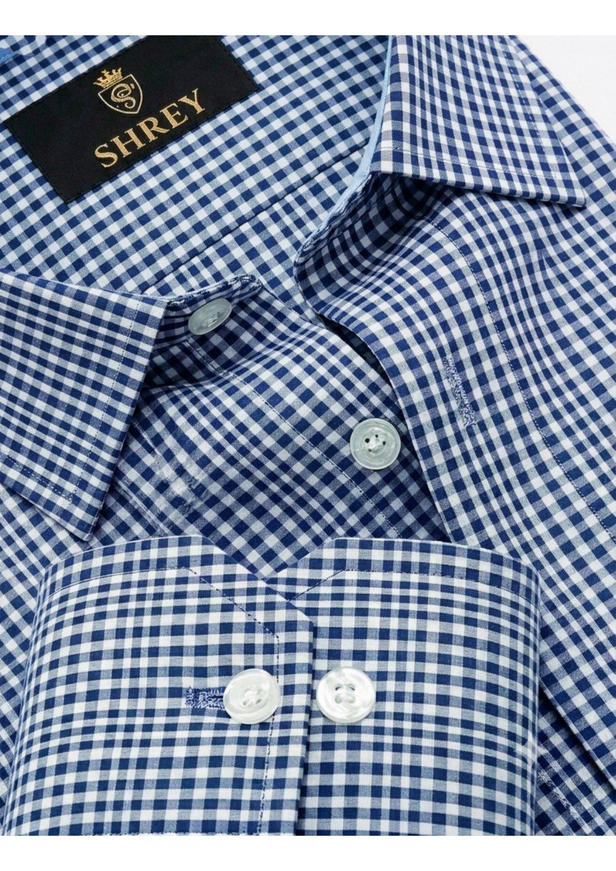 Men's Premium Oxford Check Shirt | Full Sleeve Smart Casual Shirt-Navy Blue