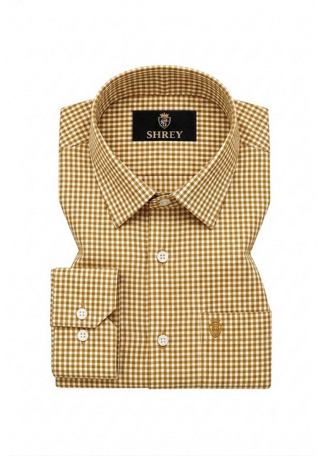 Men's Premium Oxford Check Shirt | Full Sleeve Smart Casual Shirt-Yello