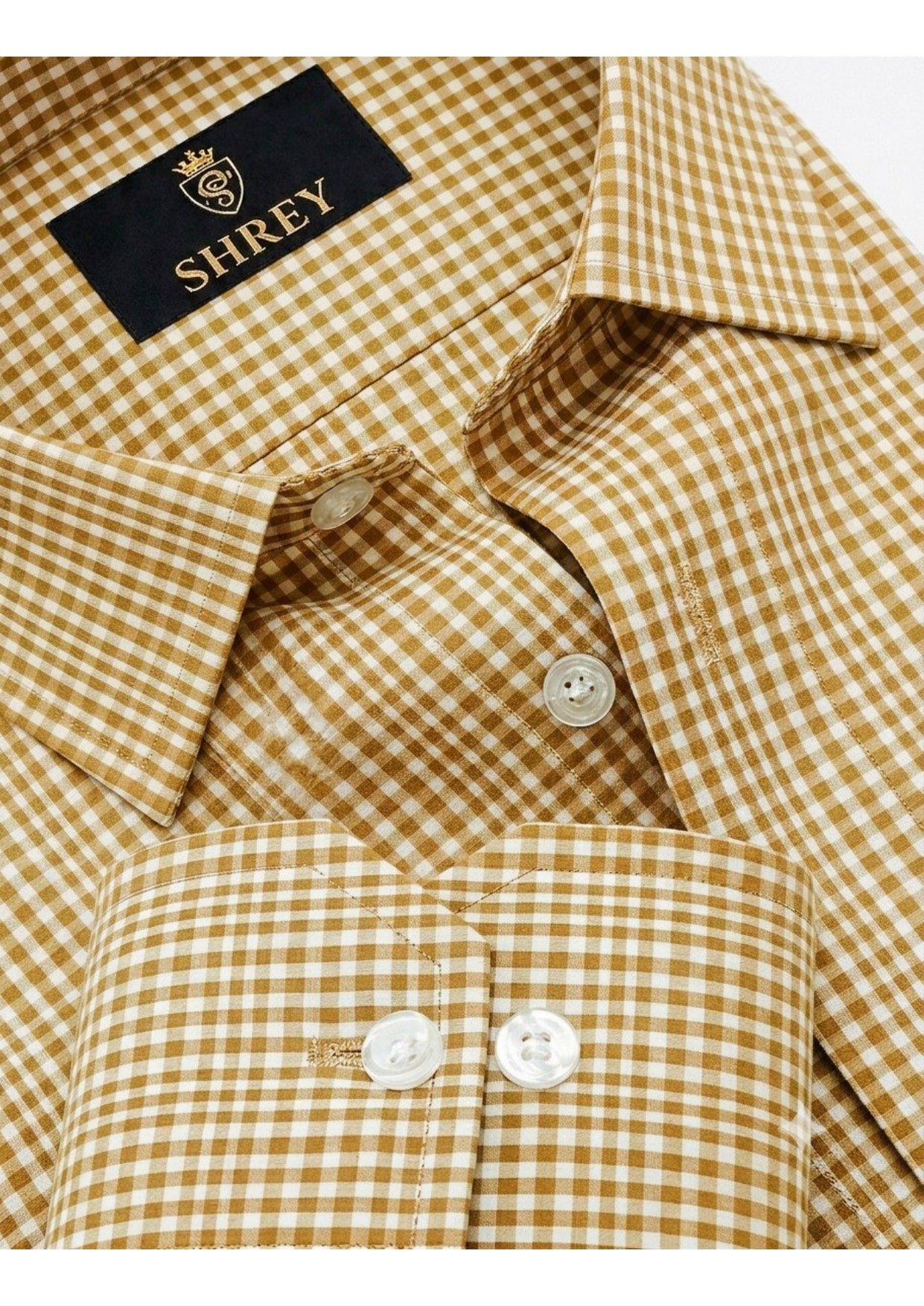 Men's Premium Oxford Check Shirt | Full Sleeve Smart Casual Shirt-Yello