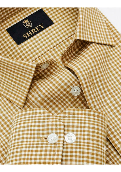 Men's Premium Oxford Check Shirt | Full Sleeve Smart Casual Shirt-Yello