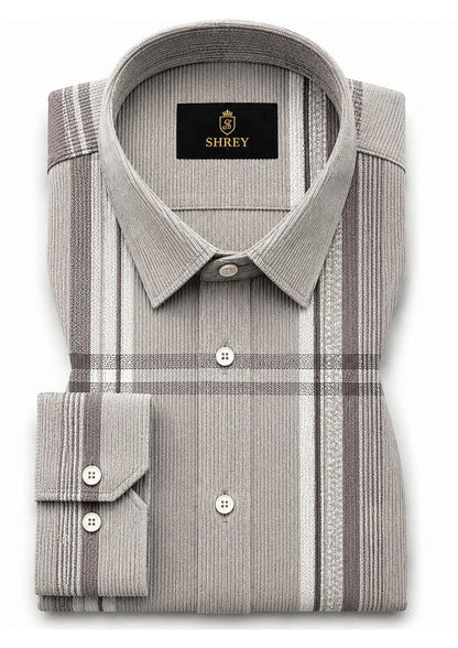 Premium Corduroy Check Shirt For Men – Modern Winter Collection-(Cream)