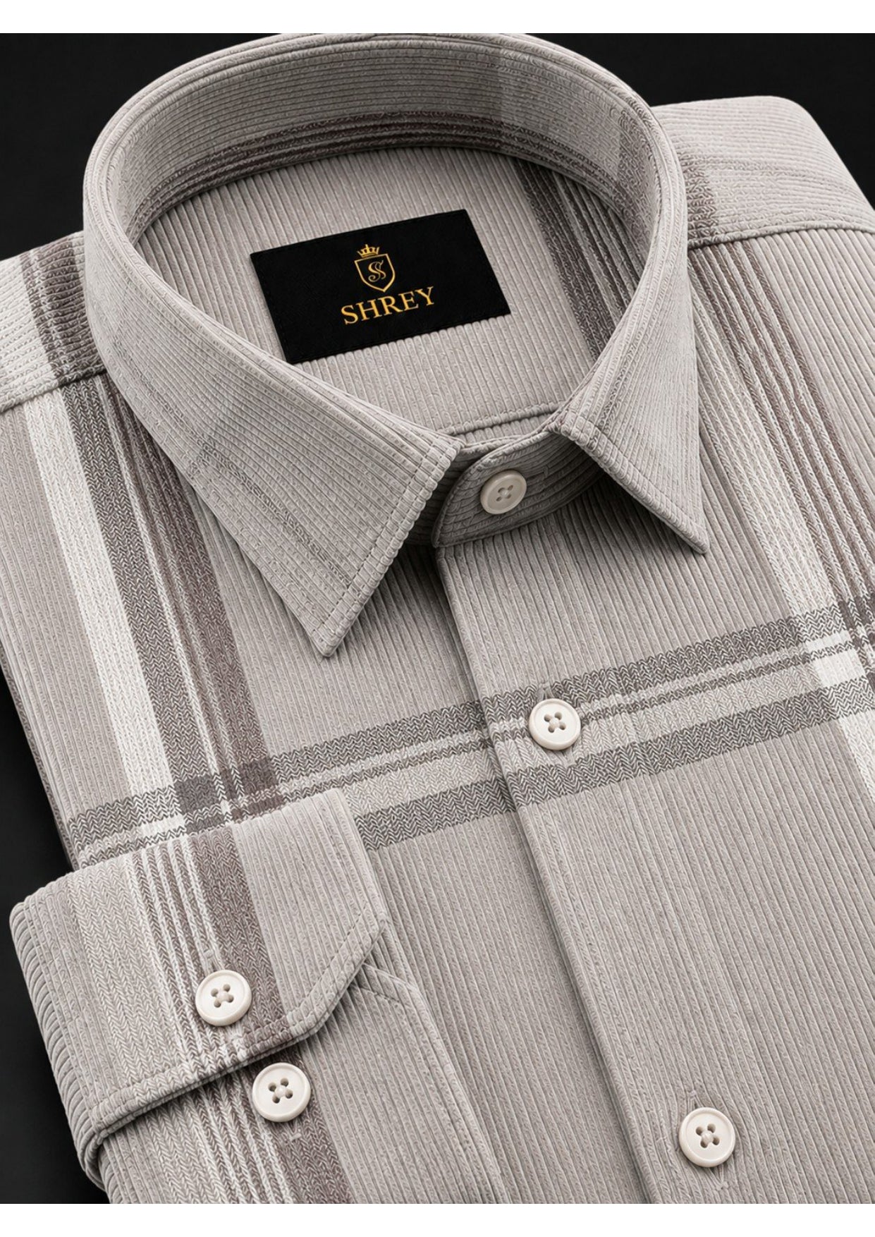 Premium Corduroy Check Shirt For Men – Modern Winter Collection-(Cream)