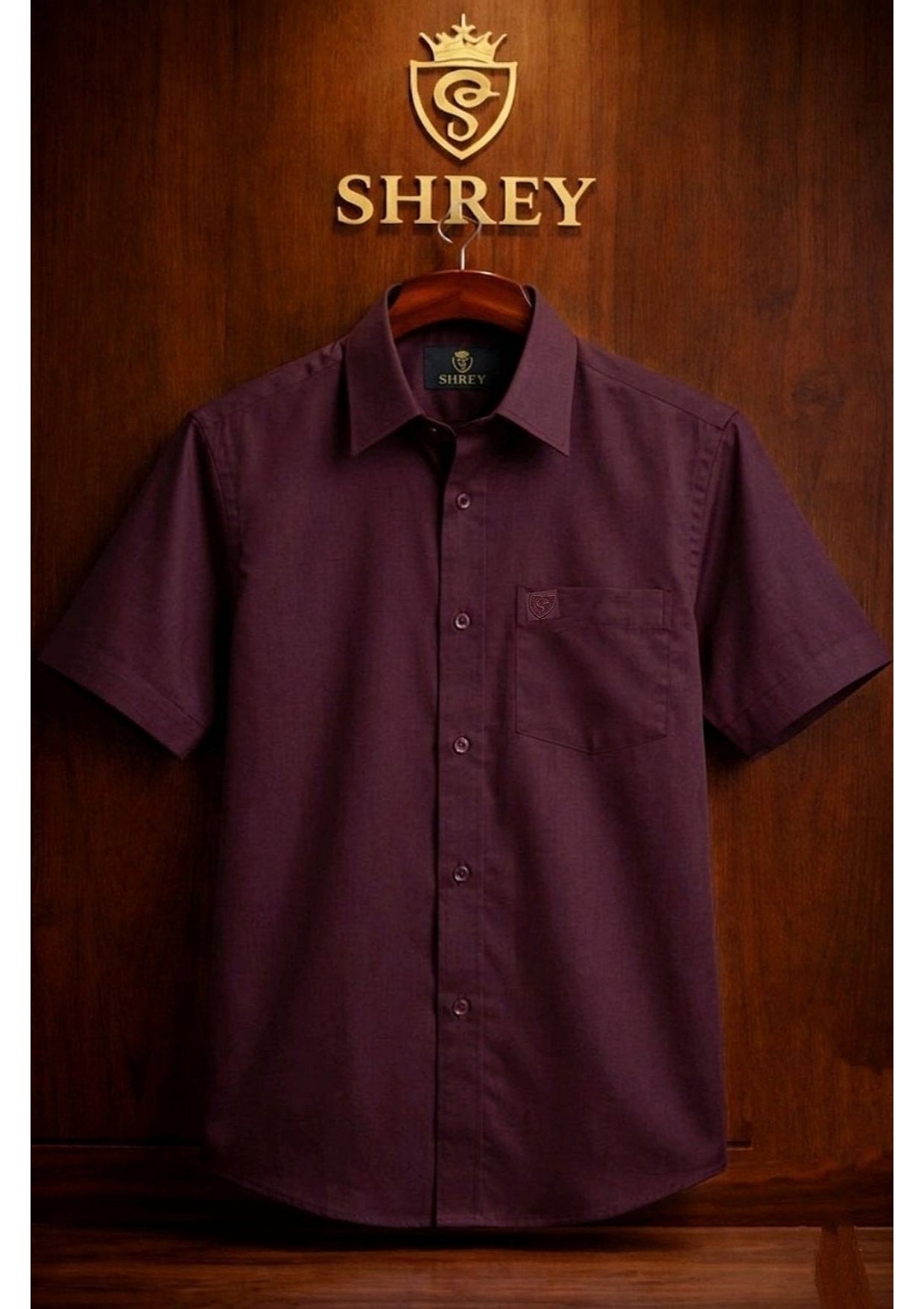 Premium Wine Cotton Satin Half Sleeve Formal Shirt | Office & Party Wear