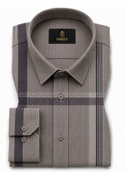 Premium Corduroy Check Shirt For Men – Modern Winter Collection-(Dark Grey)