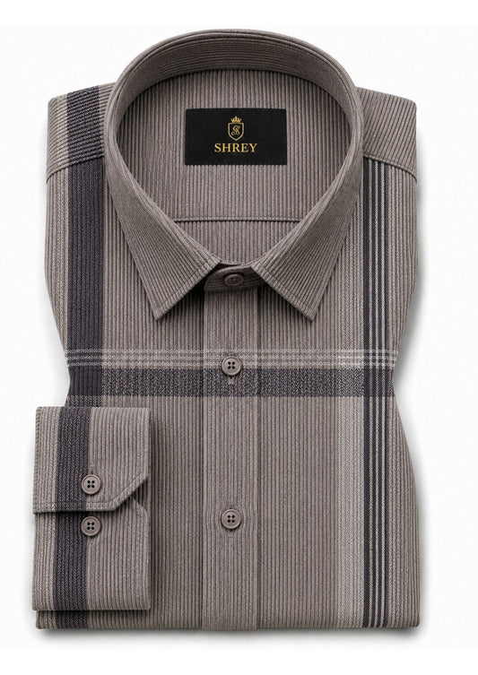Premium Corduroy Check Shirt For Men – Modern Winter Collection-(Dark Grey)