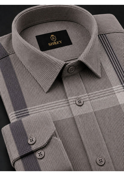 Premium Corduroy Check Shirt For Men – Modern Winter Collection-(Dark Grey)