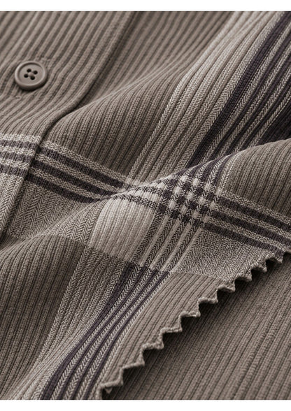 Premium Corduroy Check Shirt For Men – Modern Winter Collection-(Dark Grey)
