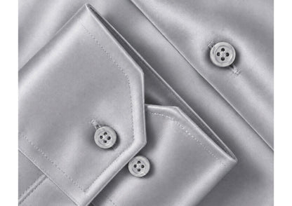 Premium Formal Shirt for Men | 100% Cotton Satin Full Sleeve Shirt | Luxury Office Wear | Party Wear Shirt |-Light Grey