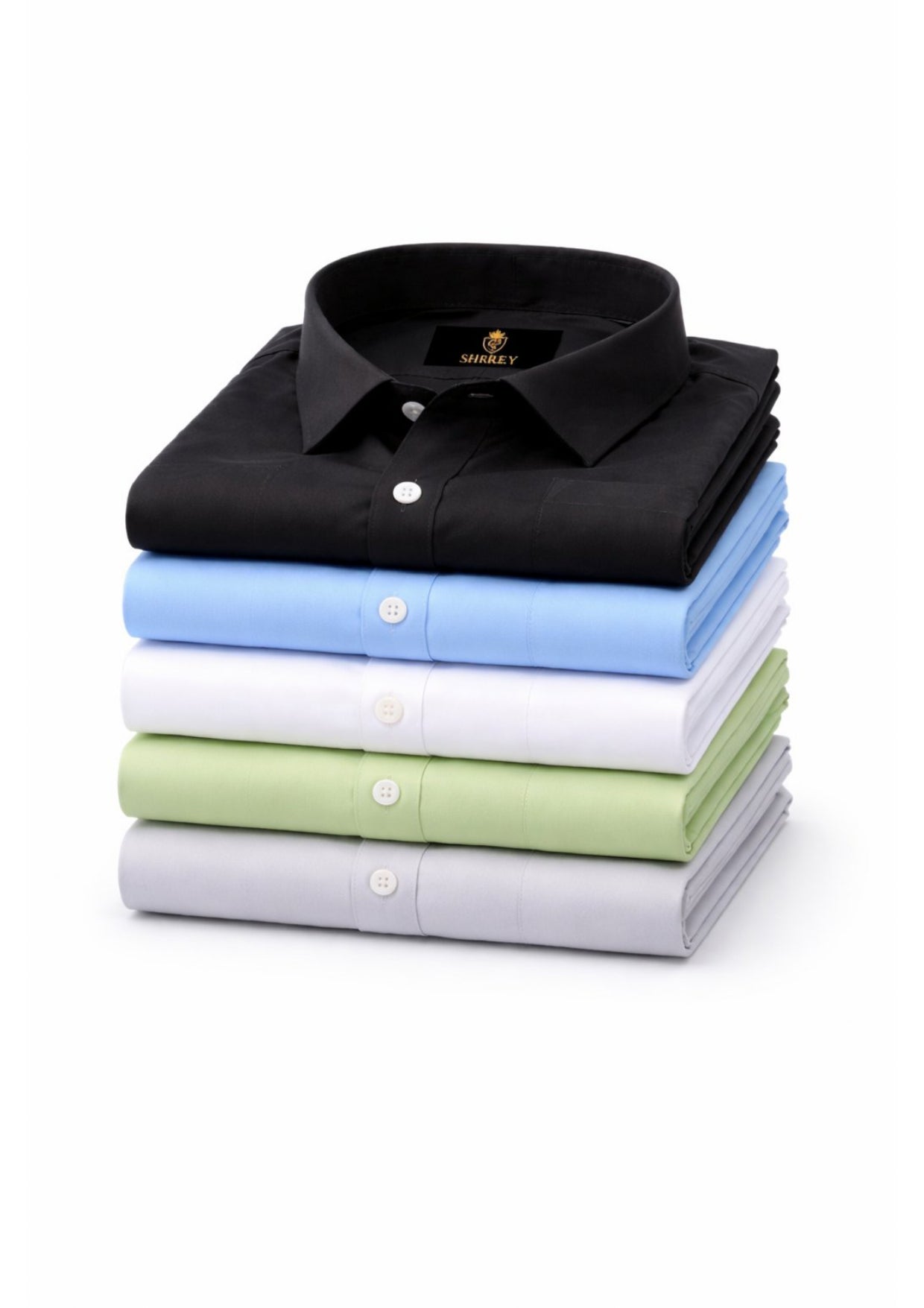 COMBO OF 2 PREMIUM COTTON FORMAL SHIRT, WHITE & LIGHT GREY (SINGLE POCKET)