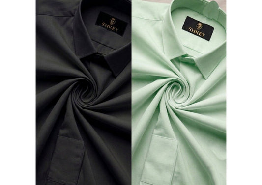 COMBO OF 2 PREMIUM COTTON FORMAL SHIRT, BLACK & PISTA GREEN (SINGLE POCKET)