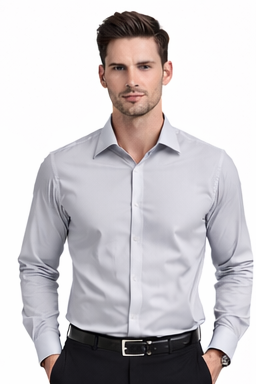 Men's Formal Regular Fit Cotton Full Sleeve Shirt- LIGHT GREY