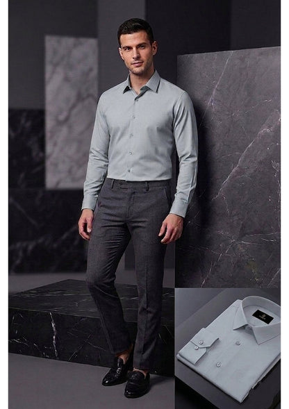 Men's Formal Regular Fit Cotton Full Sleeve Shirt- LIGHT GREY