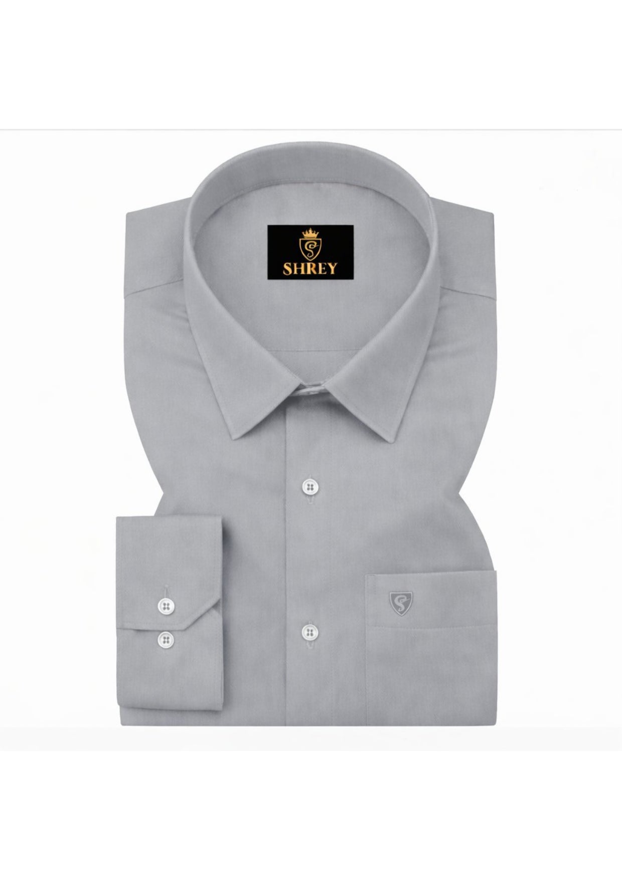 PREMIUM COTTON SATIN FORMAL SHIRT FOR MEN (Single Pocket)- LIGHT GREY