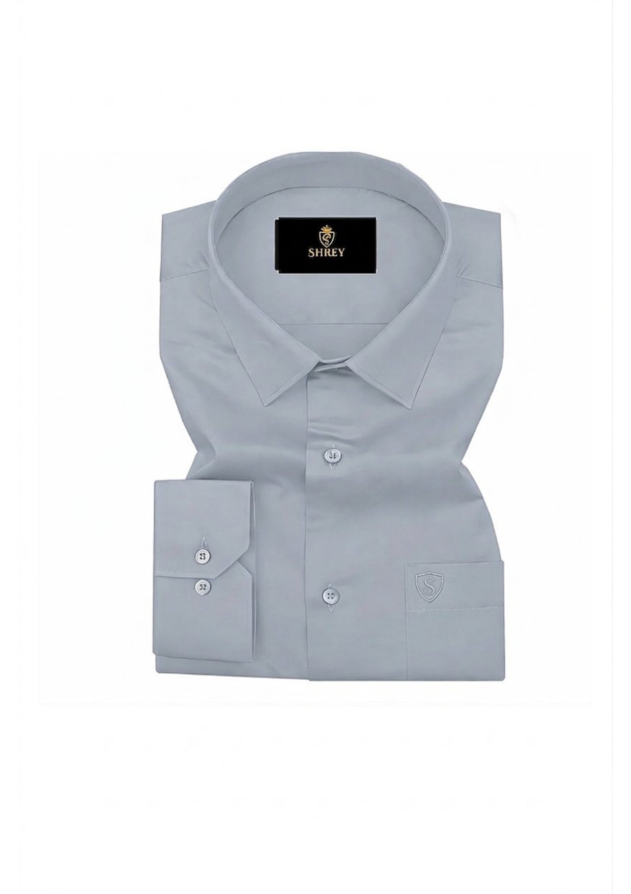 PREMIUM COTTON SATIN FORMAL SHIRT FOR MEN (Single Pocket)- LIGHT GREY