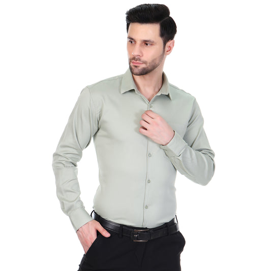 Men's Formal Regular Fit Cotton Full Sleeve Shirt- PISTA GREEN
