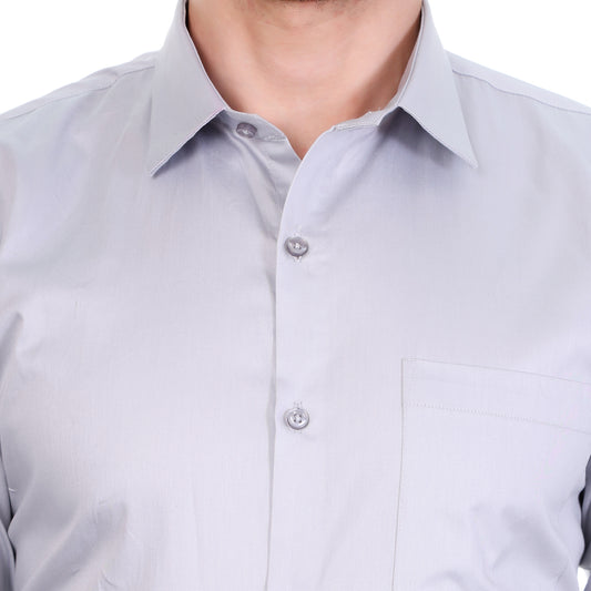 Men's Formal Regular Fit Cotton Full Sleeve Shirt- LIGHT GREY