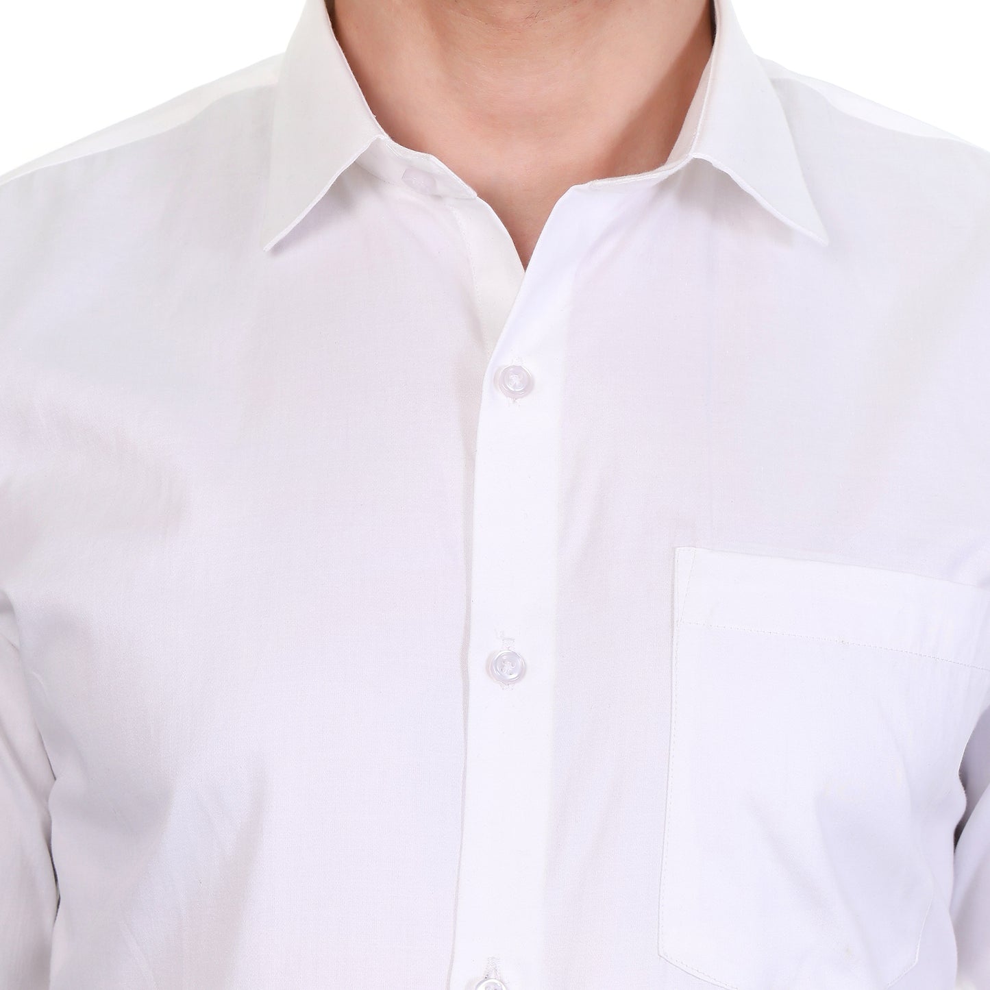 PREMIUM COTTON SATIN FORMAL SHIRT FOR MEN (Single Pocket)-WHITE