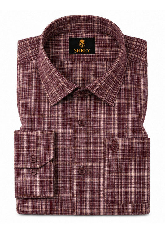 Mens Premium Cotton Check Full Sleeve Shirt Luxury Casual & Smart Formal Wear Shirt