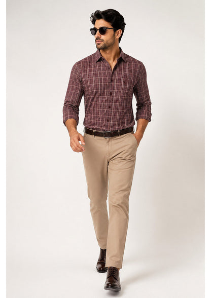 Mens Premium Cotton Check Full Sleeve Shirt Luxury Casual & Smart Formal Wear Shirt