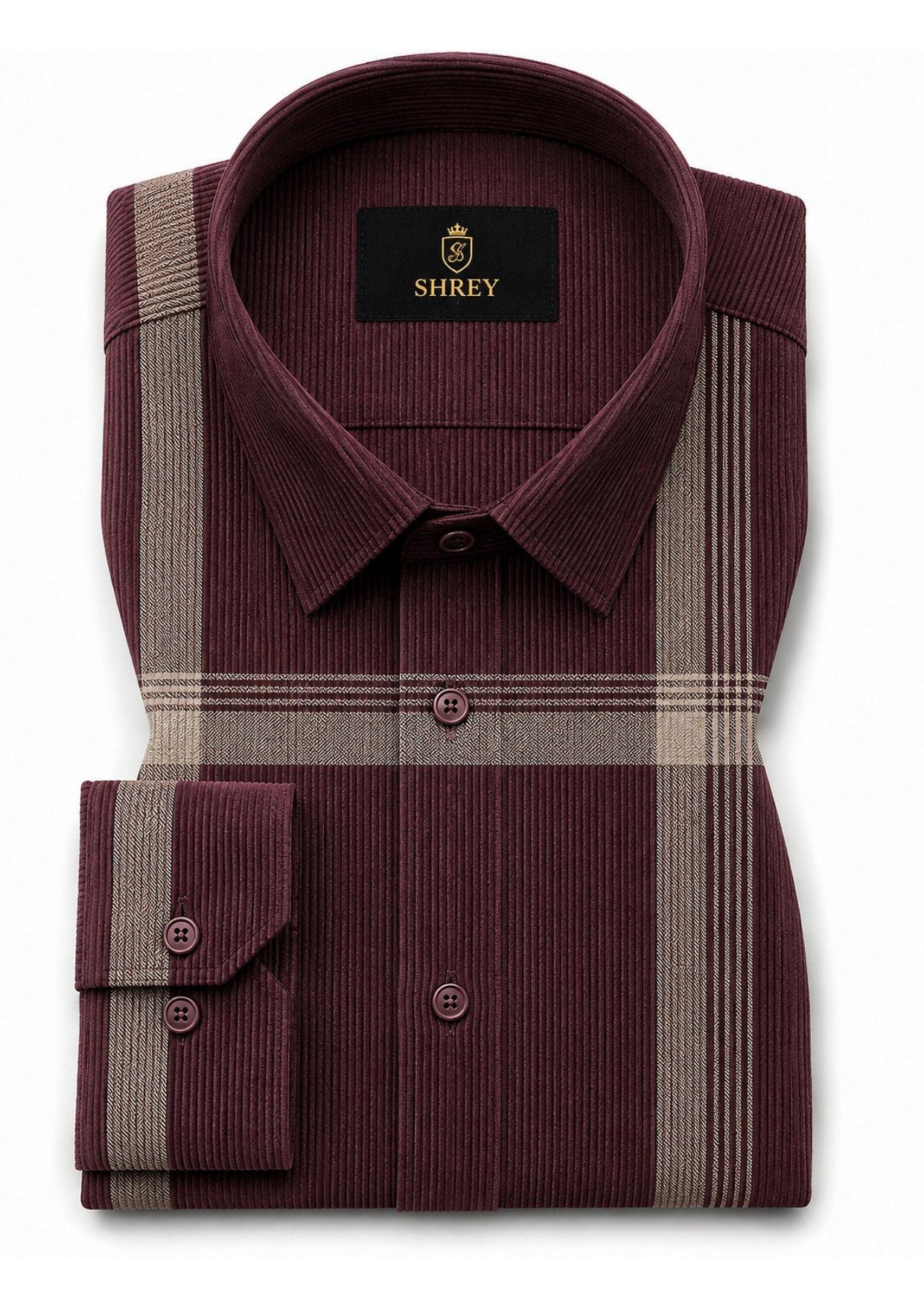 Premium Corduroy Check Shirt For Men – Modern Winter Collection-(Wine)