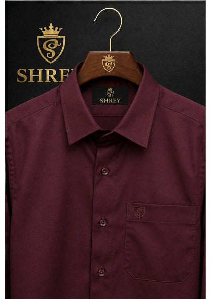 PREMIUM COTTON FORMAL SHIRT FOR MEN (SINGLE POCKET) - WINE