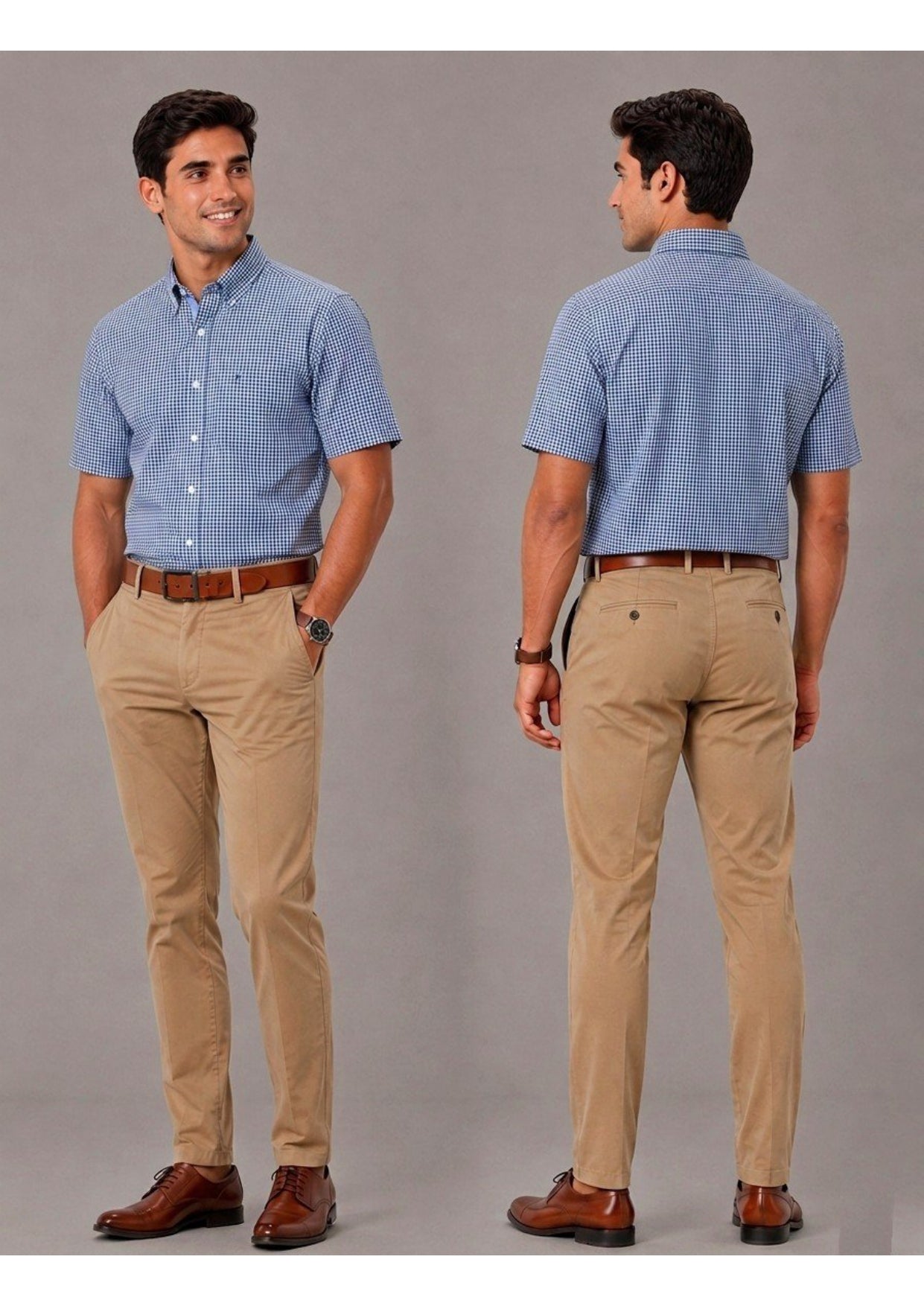 Men's Premium Cotton Mini Check Half Sleeve Formal & Casual Wear Shirt – Regular Fit | Pocket Style | Soft & Breathable Fabric