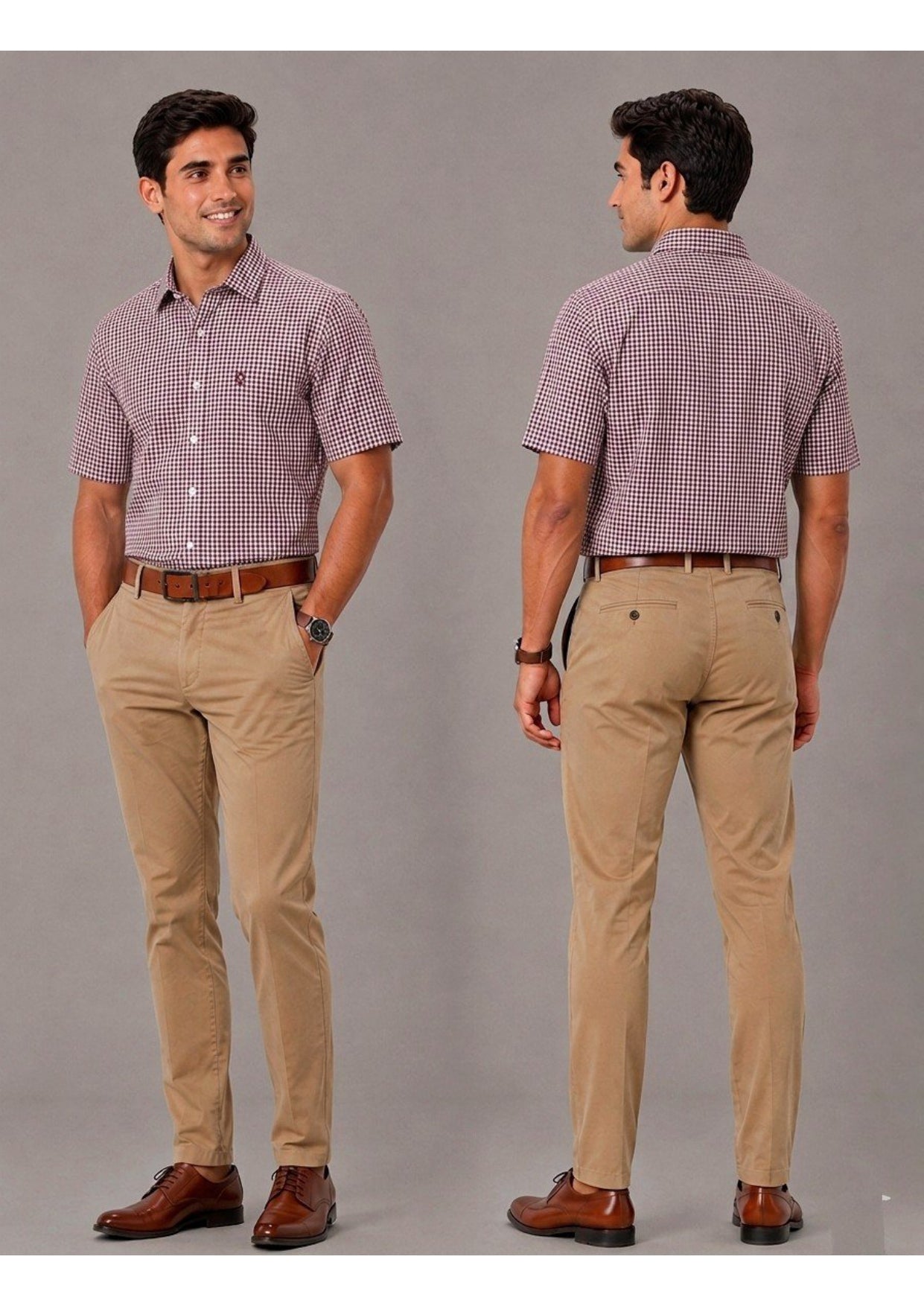 Men's Premium Cotton Mini Check Half Sleeve Formal & Casual Wear Shirt – Regular Fit | Pocket Style | Soft & Breathable Fabric