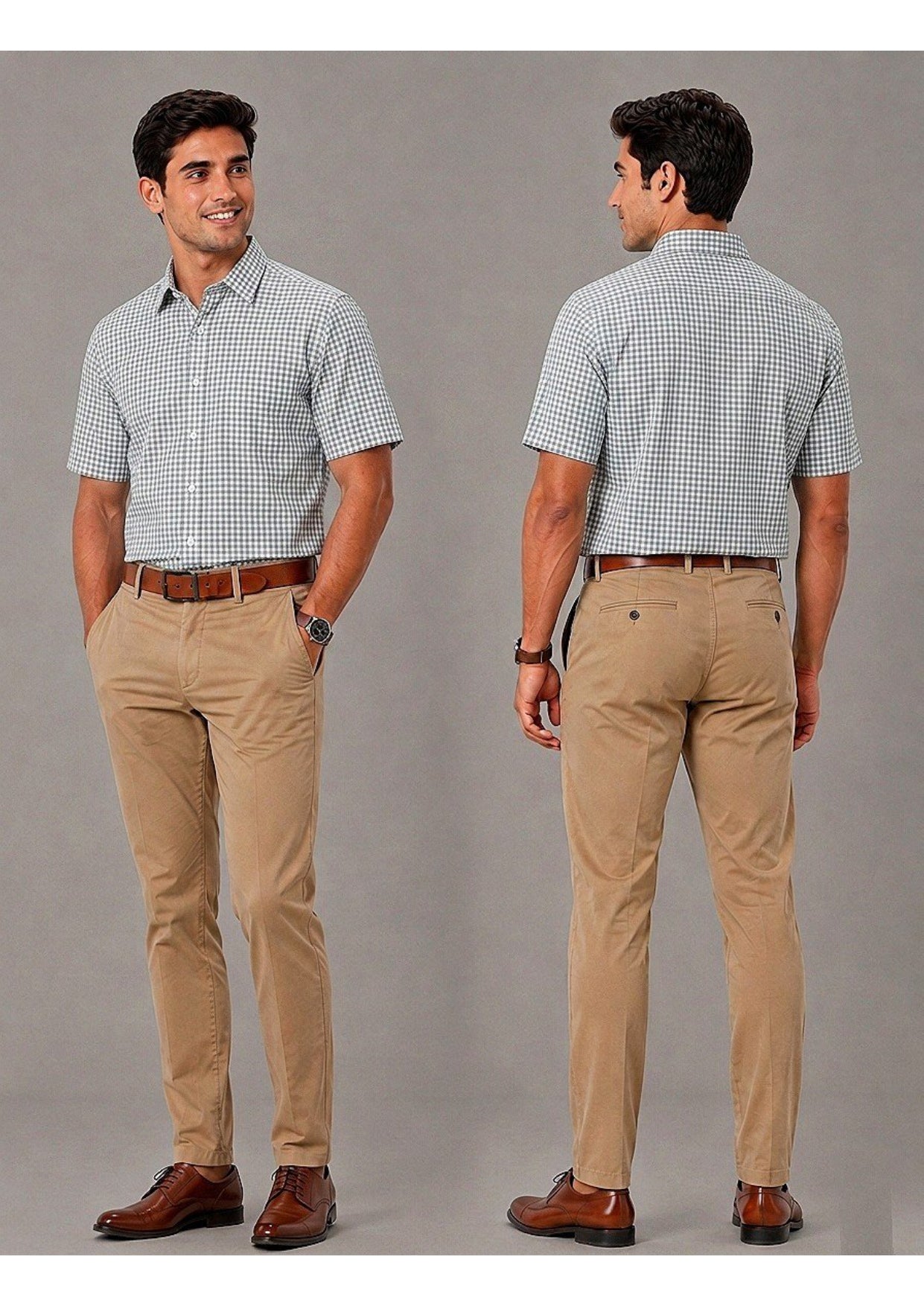 Men's Premium Cotton Mini Check Half Sleeve Formal & Casual Wear Shirt – Regular Fit | Pocket Style | Soft & Breathable Fabric
