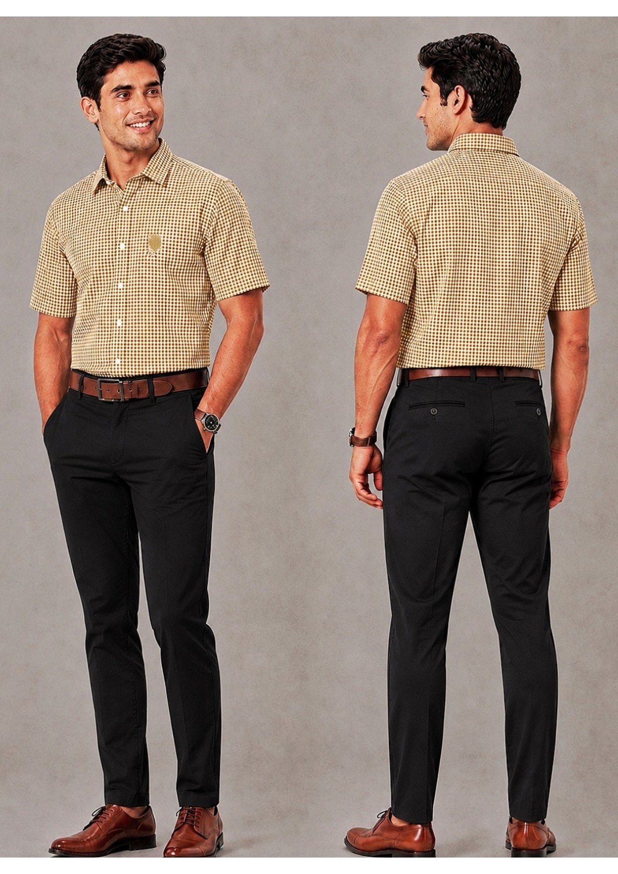 Men's Premium Cotton Check Half Sleeve Formal & Casual Wear Shirt – Regular Fit | Pocket Style | Soft & Breathable Fabric