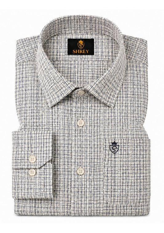 Mens Premium Cotton Check Full Sleeve Shirt Luxury Casual & Smart Formal Wear Shirt