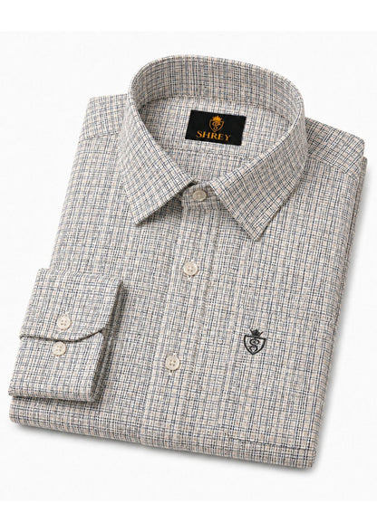 Mens Premium Cotton Check Full Sleeve Shirt Luxury Casual & Smart Formal Wear Shirt