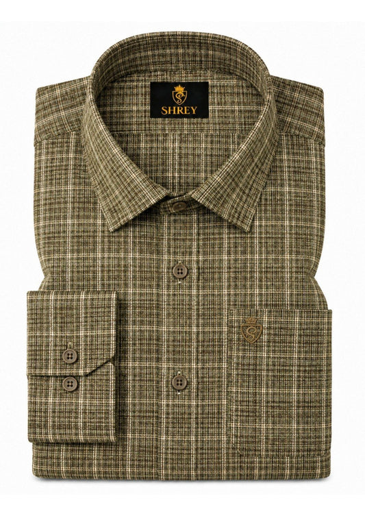 Mens Premium Cotton Check Full Sleeve Shirt Luxury Casual & Smart Formal Wear Shirt