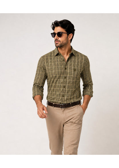 Mens Premium Cotton Check Full Sleeve Shirt Luxury Casual & Smart Formal Wear Shirt