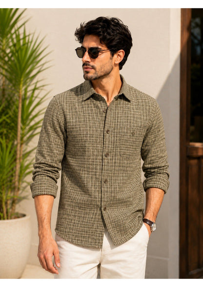 Mens Premium Cotton Check Full Sleeve Shirt Luxury Casual & Smart Formal Wear Shirt