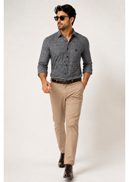 Mens Premium Cotton Check Full Sleeve Shirt Luxury Casual & Smart Formal Wear Shirt