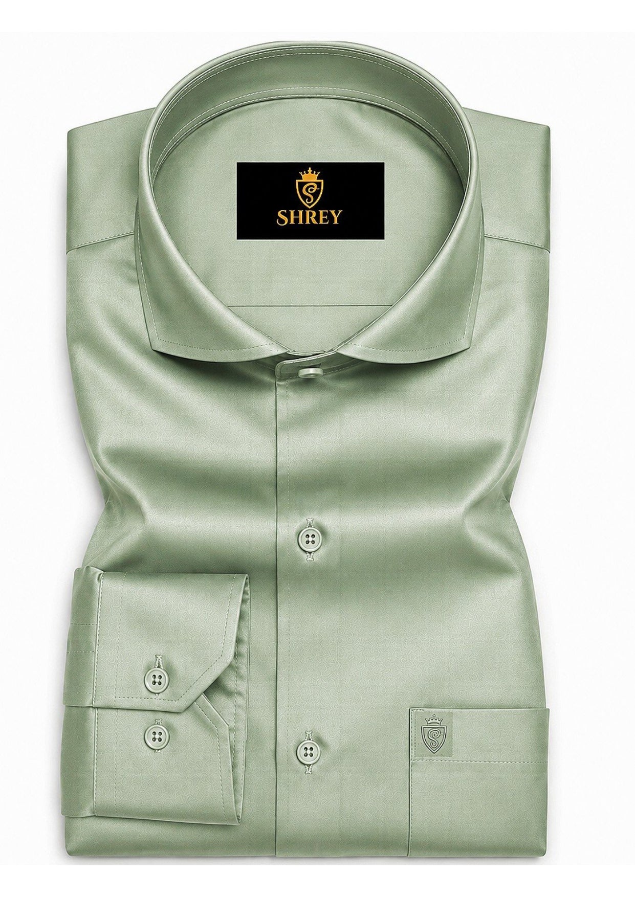 Premium Formal Shirt for Men | 100% Cotton Satin Full Sleeve Shirt | Luxury Office Wear | Party Wear Shirt |-Pista Green