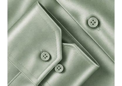 Premium Formal Shirt for Men | 100% Cotton Satin Full Sleeve Shirt | Luxury Office Wear | Party Wear Shirt |-Pista Green