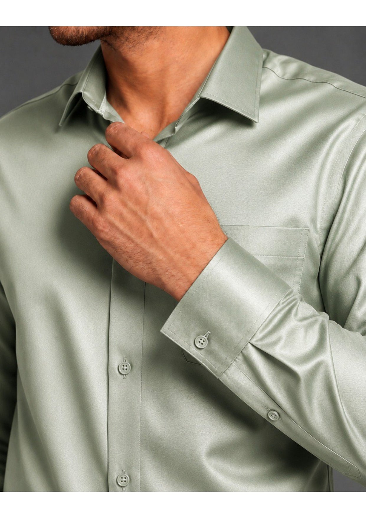 Premium Formal Shirt for Men | 100% Cotton Satin Full Sleeve Shirt | Luxury Office Wear | Party Wear Shirt |-Pista Green