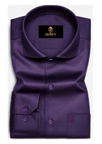 Premium Formal Shirt for Men | 100% Cotton Satin Full Sleeve Shirt | Luxury Office Wear | Party Wear Shirt |-Wine