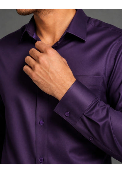 Premium Formal Shirt for Men | 100% Cotton Satin Full Sleeve Shirt | Luxury Office Wear | Party Wear Shirt |-Wine