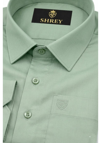 PREMIUM COTTON SATIN FORMAL SHIRT FOR MEN (Single Pocket)- PISTA GREEN